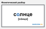 Фонетический разбор слова «солнце»