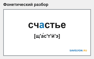 Фонетический разбор слова «счастье»