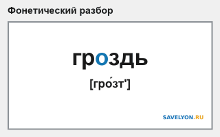 Фонетический разбор слова «гроздь»