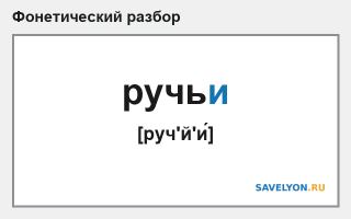 Фонетический разбор слова «ручьи»