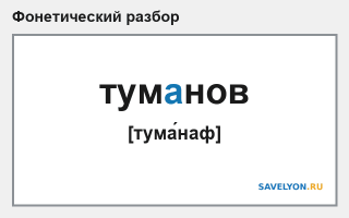 Фонетический разбор слова «туманов»