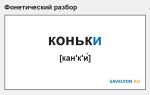 Фонетический разбор слова «коньки»