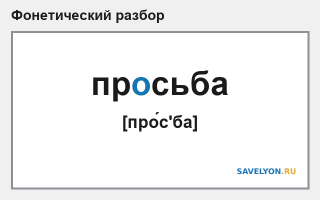 Фонетический разбор слова «просьба»